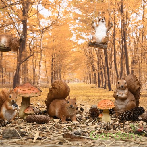 Mókus polyresin szobor, S, kültéri és beltéri dekorációs kiegészítő