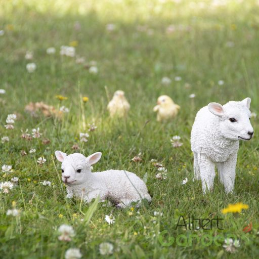 Fekvő bárány polyresin szobor, kültéri és beltéri dekorációs kiegészítő