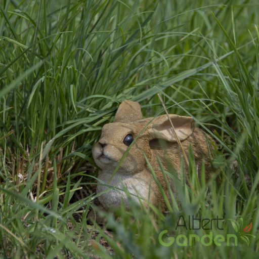 Fekvő nyúl polyresin szobor, kültéri és beltéri dekorációs kiegészítő