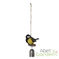 Kismadaras polyresin szélcsengő, széncinege, 14,5 cm