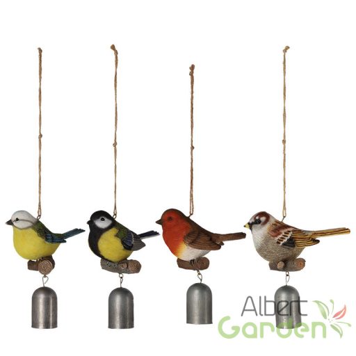 Kismadaras polyresin szélcsengő, széncinege, 14,5 cm