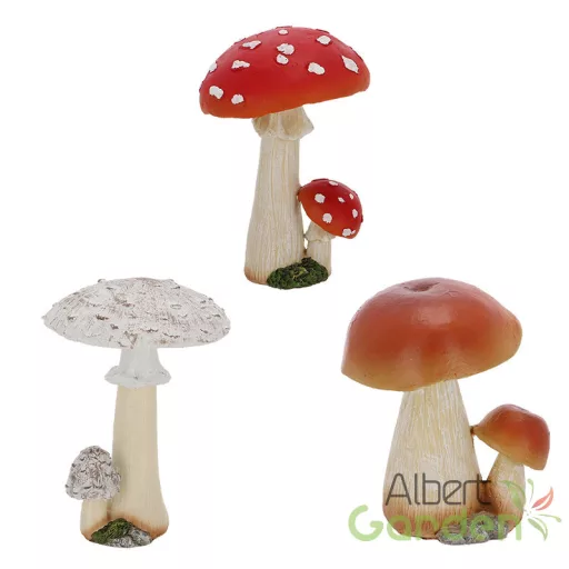 Őzlábgomba polyresin szobor, dekráció, 9 x 9 x 13 cm