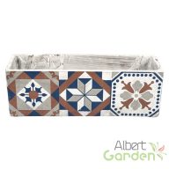   Mediterrán stílusú kerámia virágláda, portugál mozaik mintával, kültéri és beltéri dekorációs kiegészítő