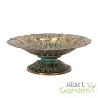   Antikolt stílusú fém tál, arany színű, 23 cm átmérőjű