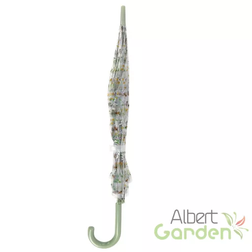 Méhecske mintás átlátszó esernyő, zöld foganytúval