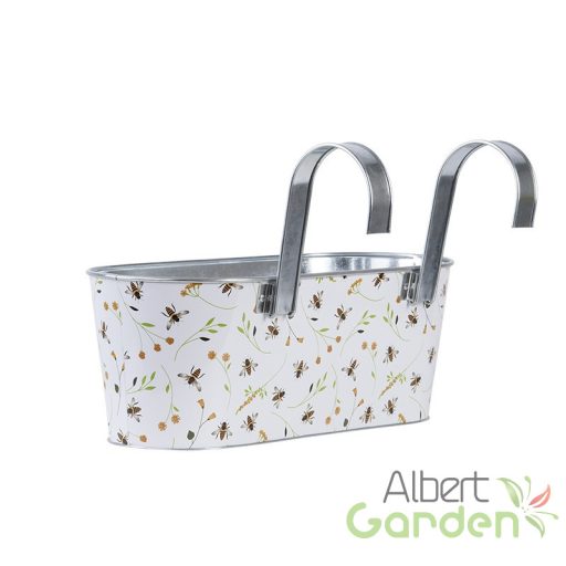 Méhecske mintás fém virágláda, akasztó füllel, 39 cm