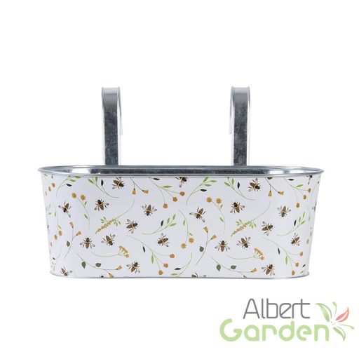 Méhecske mintás fém virágláda, akasztó füllel, 39 cm