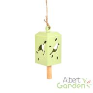 Madaras kerámia szélcsengő, mentazöld