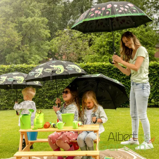 Esőre színváltós kaméleon mintás gyerek esernyő