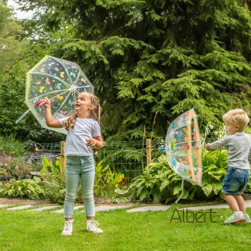 Átlátszó gyerek esernyő, pillangó mintával