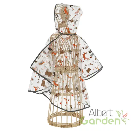 Átlátszó gyerek poncsó, erdei állatok mintával