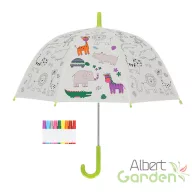   Kifesthető vadon élő állatos gyerek esernyő, filctollakkal