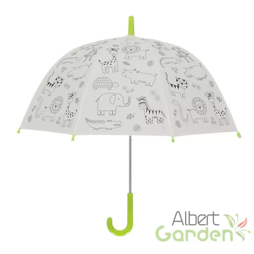 Kifesthető vadon élő állatos gyerek esernyő, filctollakkal