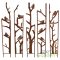 Rusztikus stílusú lézervágott fém növényfuttató, madár mintás, 117 cm, 5 db-os szett