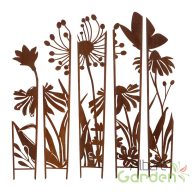   Rusztikus stílusú lézervágott fém növényfuttató, virág mintás, 117 cm, 5 db-os szett