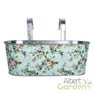 Rózsa mintás felakasztható cink virágláda, 39 cm