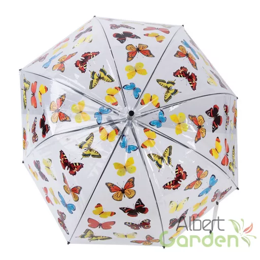 Pillangó mintás átlátszó esernyő, 83 cm átmérőjű