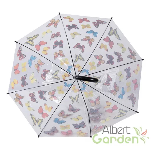 Pillangó mintás átlátszó esernyő, 83 cm átmérőjű