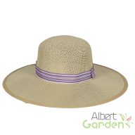 Színes szalagos szalmakalap, lila, 39 cm átmérőjű