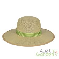 Színes szalagos szalmakalap, zöld, 39 cm átmérőjű