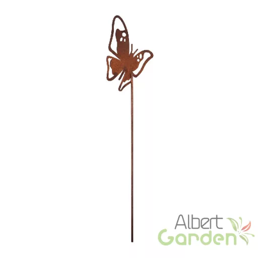 Rusztikus lézervágott leszúrható pillangó sziluett, kültéri és beltéri dekorációs kiegészítő, 38 cm