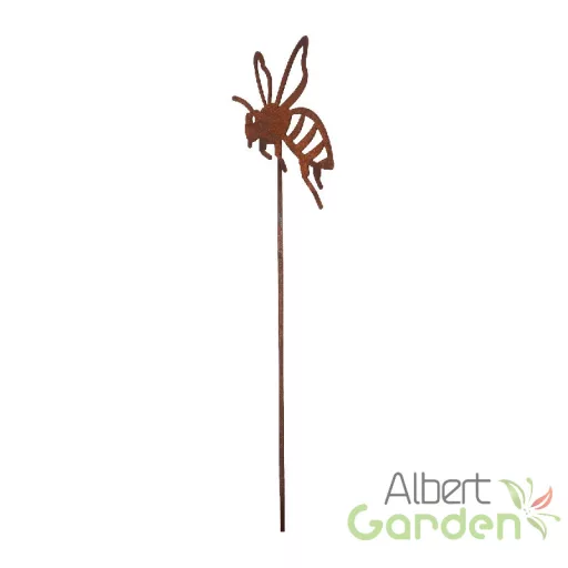 Rusztikus lézervágott leszúrható méhecske sziluett, kültéri és beltéri dekorációs kiegészítő, 37 cm