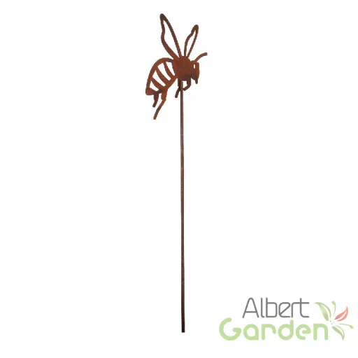 Rusztikus lézervágott leszúrható méhecske sziluett, kültéri és beltéri dekorációs kiegészítő, 37 cm