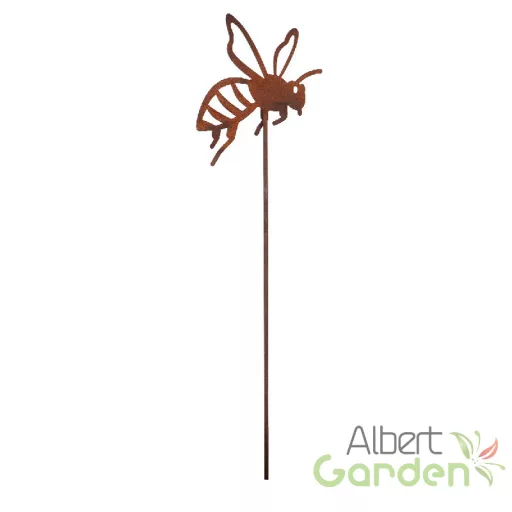 Rusztikus lézervágott leszúrható méhecske sziluett, kültéri és beltéri dekorációs kiegészítő, 37 cm