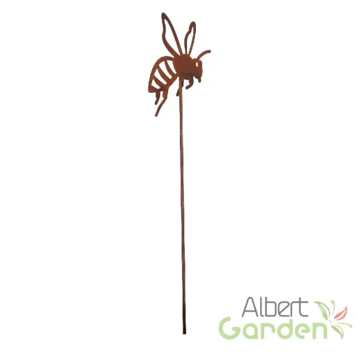 Rusztikus lézervágott leszúrható méhecske sziluett, kültéri és beltéri dekorációs kiegészítő, 37 cm