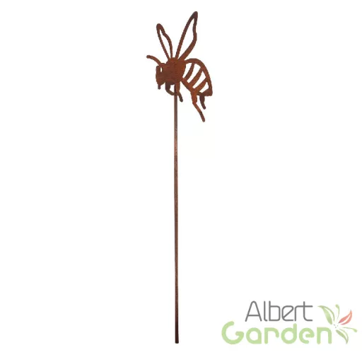 Rusztikus lézervágott leszúrható méhecske sziluett, kültéri és beltéri dekorációs kiegészítő, 37 cm