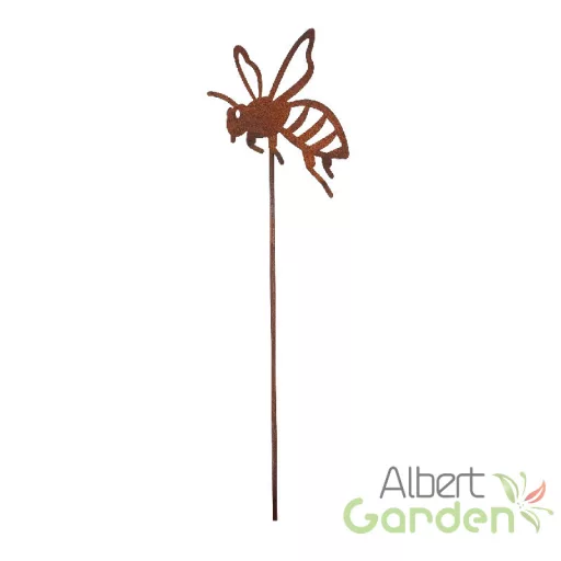 Rusztikus lézervágott leszúrható méhecske sziluett, kültéri és beltéri dekorációs kiegészítő, 37 cm