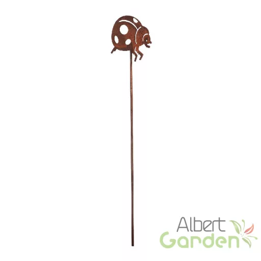 Rusztikus lézervágott leszúrható katicabogár sziluett, kültéri és beltéri dekorációs kiegészítő, 37 cm