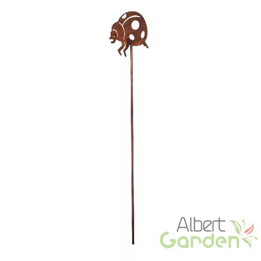 Rusztikus lézervágott leszúrható katicabogár sziluett, kültéri és beltéri dekorációs kiegészítő, 37 cm