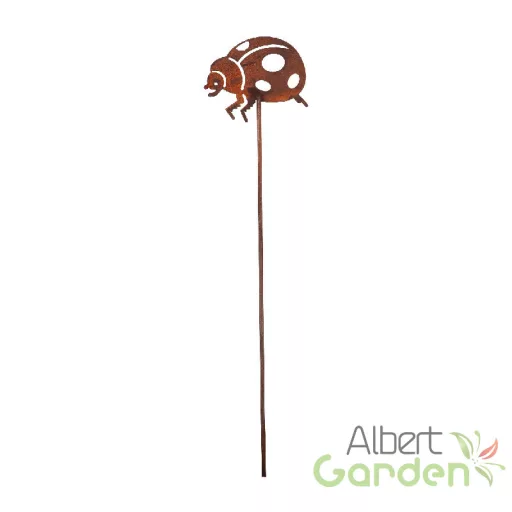 Rusztikus lézervágott leszúrható katicabogár sziluett, kültéri és beltéri dekorációs kiegészítő, 37 cm