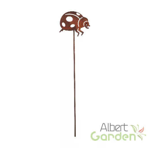 Rusztikus lézervágott leszúrható katicabogár sziluett, kültéri és beltéri dekorációs kiegészítő, 37 cm