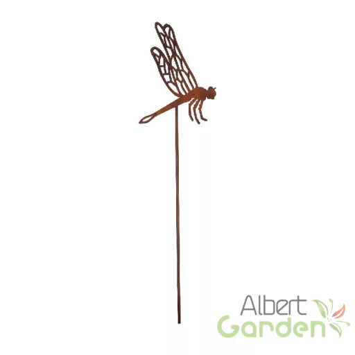 Rusztikus lézervágott leszúrható szitakötő sziluett, kültéri és beltéri dekorációs kiegészítő, 37 cm