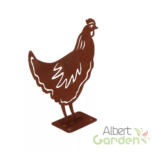 Rusztikus lézervágott csirke sziluett, kültéri és beltéri dekorációs kiegészítő, 25 x 29 cm