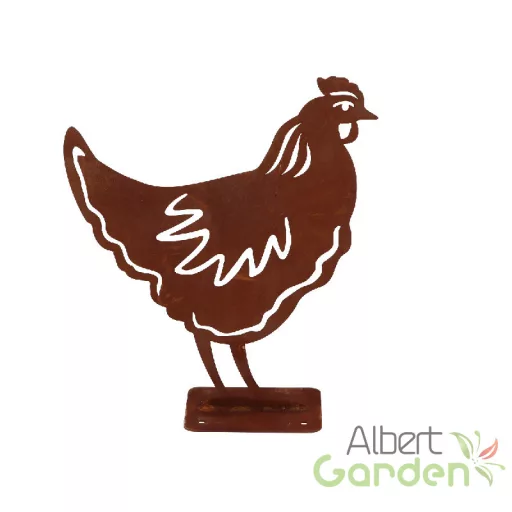 Rusztikus lézervágott csirke sziluett, kültéri és beltéri dekorációs kiegészítő, 25 x 29 cm