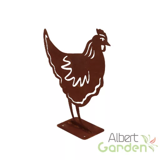 Rusztikus lézervágott csirke sziluett, kültéri és beltéri dekorációs kiegészítő, 25 x 29 cm