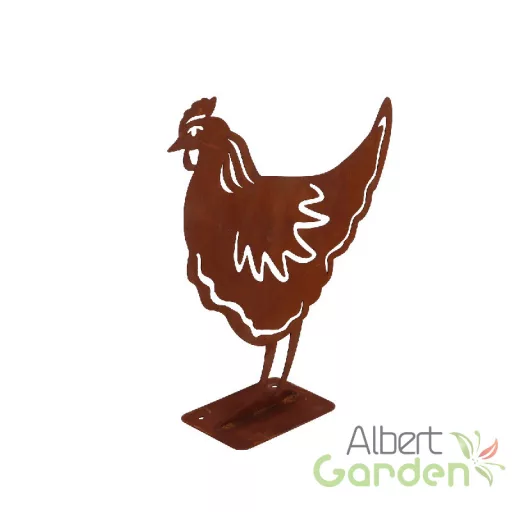 Rusztikus lézervágott csirke sziluett, kültéri és beltéri dekorációs kiegészítő, 25 x 29 cm