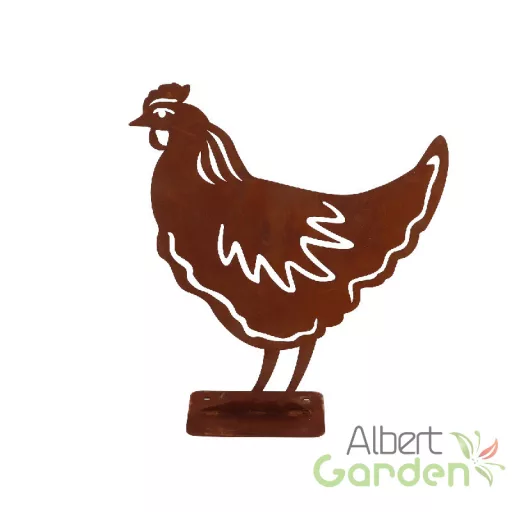 Rusztikus lézervágott csirke sziluett, kültéri és beltéri dekorációs kiegészítő, 25 x 29 cm