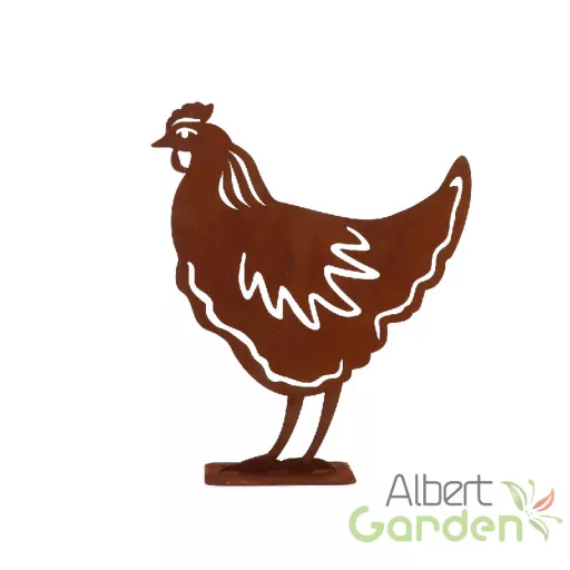 Rusztikus lézervágott csirke sziluett, kültéri és beltéri dekorációs kiegészítő, 25 x 29 cm